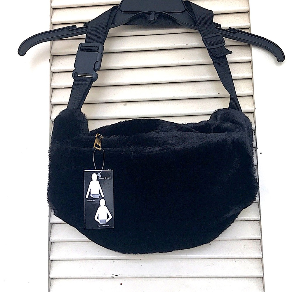 Faux Fur Belt Bag with built in hand muffler